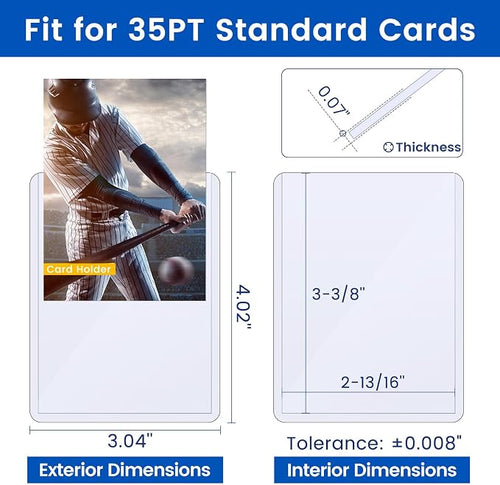 100 Count Card Sleeves Hard Plastic, Sooez 35PT Card Holder, Rigid Card Case - Image 2