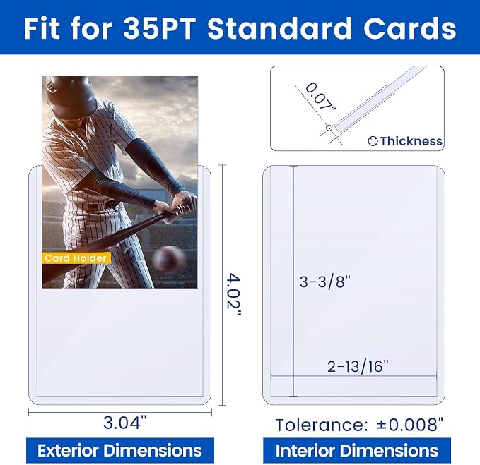 200 Count Card Sleeves Hard Plastic, Sooez 35PT Card Holder, Rigid Card Case - Image 2
