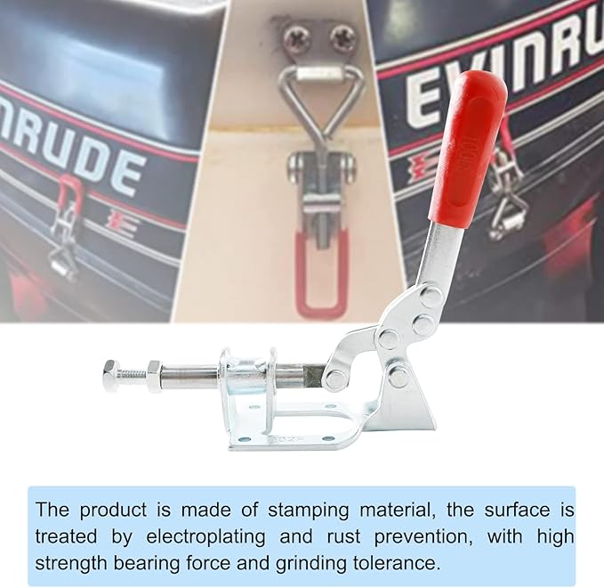 2Set Plunger Stroke Clamp w Flange Base Plate 300lbs Holding Capacity for Suitable for Toolbox, Door, Box, Trunk, Tractor Cover, Smoke Cover, Woodworking Fixture and Quick Release Pull Lock.