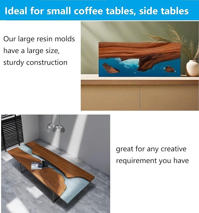 2Pcs Extra Large Reusable Epoxy Resin Table Mold15.7x9.8x3 inch 11.4x7.5x2 inch - Image 5
