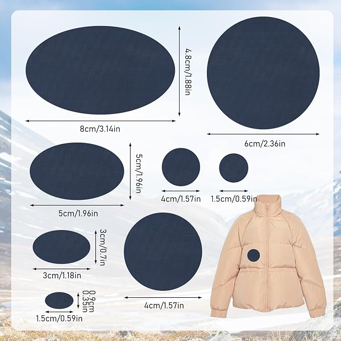 Down Jacket Repair Patches - Highly Effective Repair of Nylon Fabric, Waterproof Self-Adhesive Repair Patch for Down Jackets, Tents, Raincoats, Outdoor Equipment