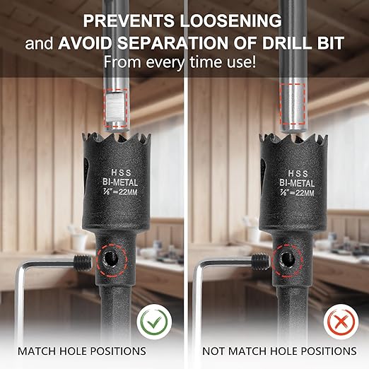7/8 Inch Hole Saw with 9.1mm Triangle Shank Arbor, JTemgle Bi-Metal Hole Saw Heavy Duty Hole Cutting Tool for Cornhole Boards, Recessed Lights, Wood, Plastic, Drywall & Soft Metal