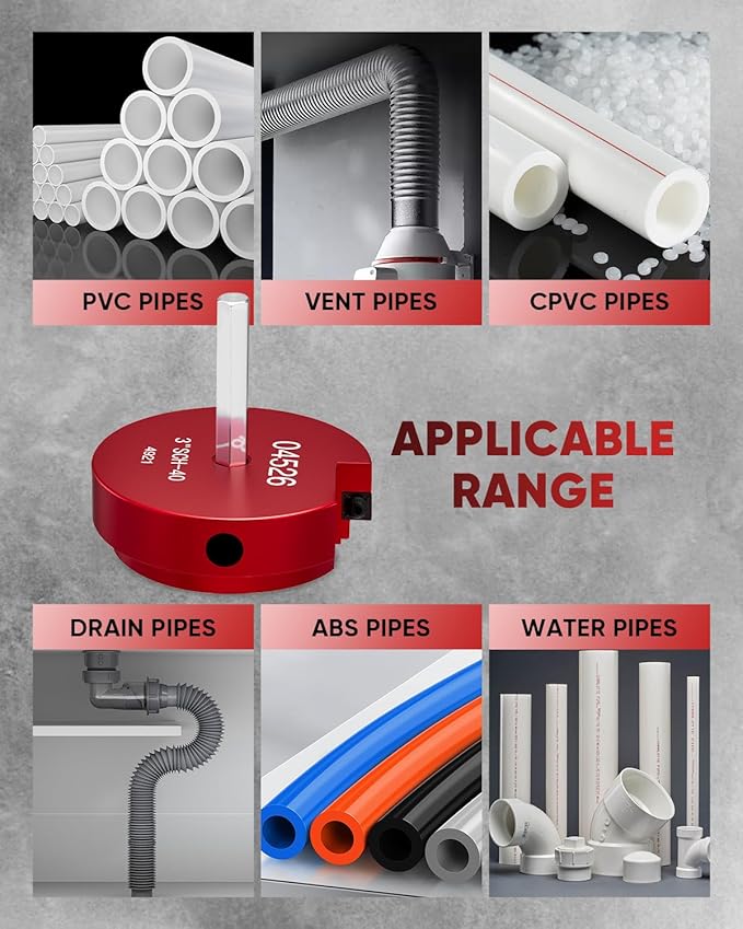 Saker PVC Pipe Reamer Kit, PVC Fitting Saver with 1-1/4inch,1-1/2inch, 2inch,3inch,4inch Head, For SCH40, ABS Pipe,CPVC Perfect for Plumbing Repairs, Fits Standard 1/2" Drill