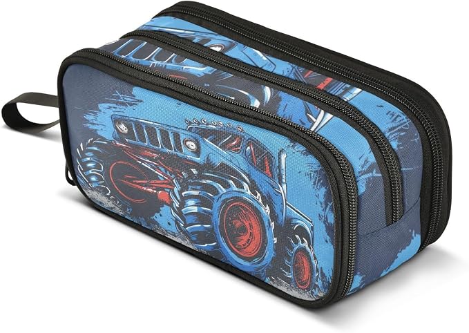 Truck Blue Pencil Case Box Boys Girls Large Pencil Pouch by BOENLE-WELCOMEYOURCOMING