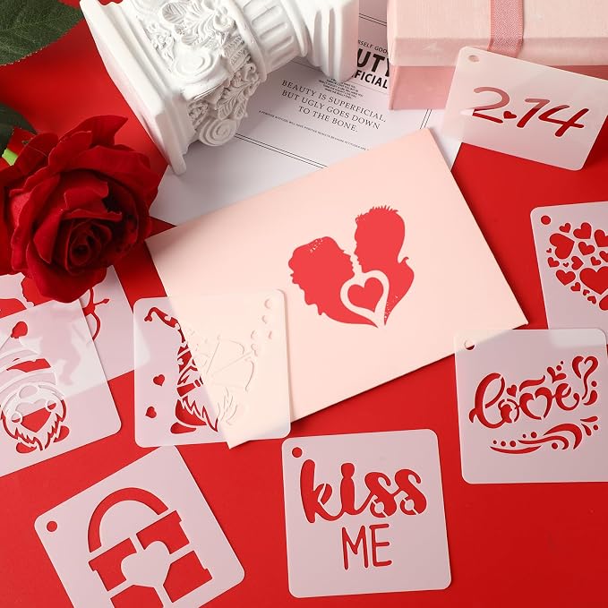 Augshy 56 Pack Valentine's Day Stencils, Reusable Craft Templates, 3 Inch | - Image 5