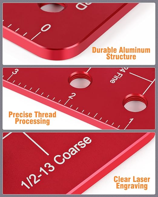 Thread Checker, Nut and Bolt Thread Checker with 19 Standard and 16 Metric Sizes, Bolt Size Finder and Thread Gauge with Inch and Centimeter Ruler