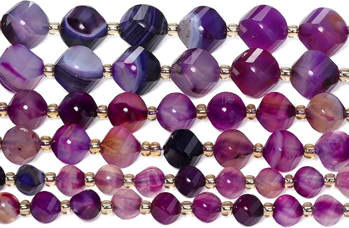 42pcs Natural Purple Striped Agate Stone Beads - Image 7