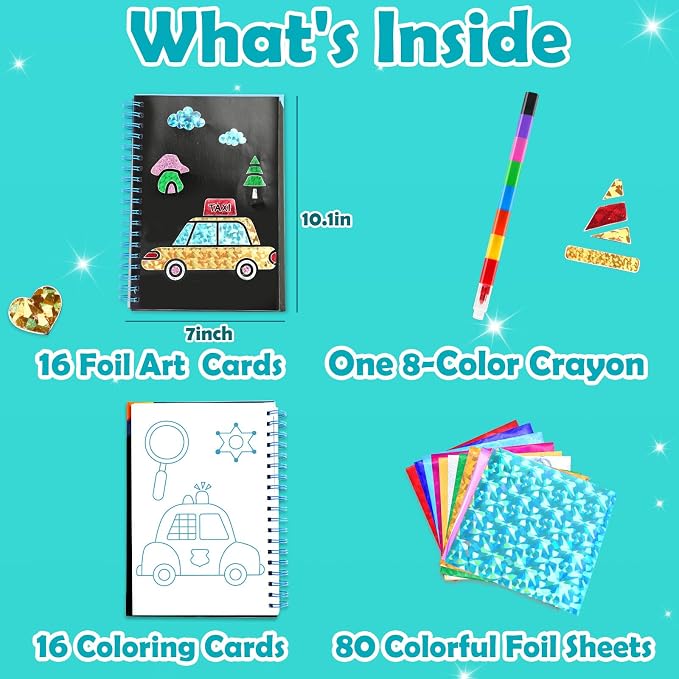 FUNNYB&G Foil Art Craft Kit for Boys 4-10 Years Old: Mess-Free & No-Glue - Image 3