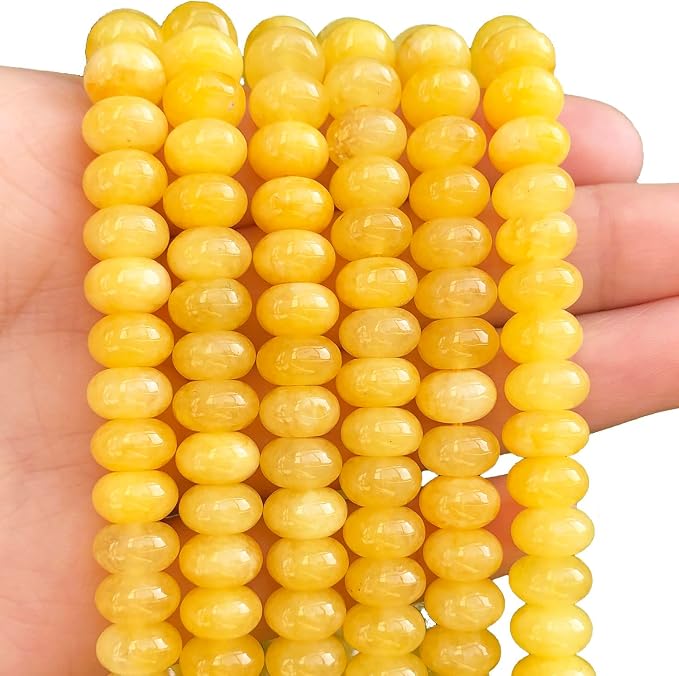 Songxi 5x8mm Natural Yellow Colored Jade Stone Rondelle Beads, Gemstone by SongXi