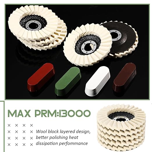 9 Pcs Felt Flap Disc Abrasives Buffing Polishing Wheel and Compounds Set 5 Pcs Wool Polishing Disc 4 Compound Wool Buffing Wheel Pad for Angle Grinder