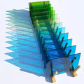 LITMIND 12 Sheets Smooth Transparent Stained Glass Sheets Blue & Green Gradient by LITMIND