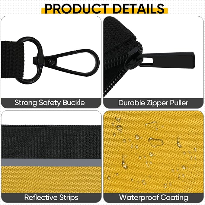 TICONN Tool Pouches with Zipper, 1680D Oxford Small Tool Bags, Waterproof Utility Bag Zipper Pouch for Tool Organizers and Storage (6 Pack Medium)