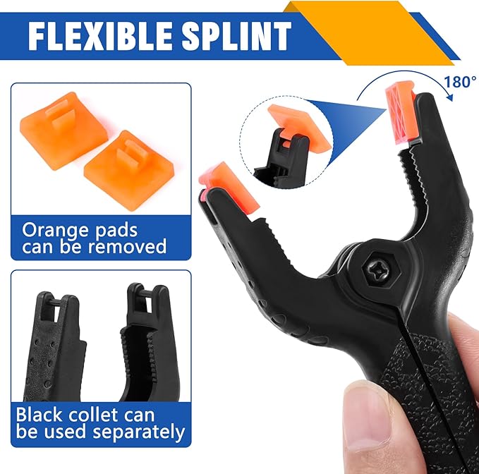 24 Pack 3.5 inch Plastic Spring Clamps, Black Heavy Duty Clips, Backdrop Clips, Plastic Clamps for Crafts, Backdrop Stand, Woodworking, Photography