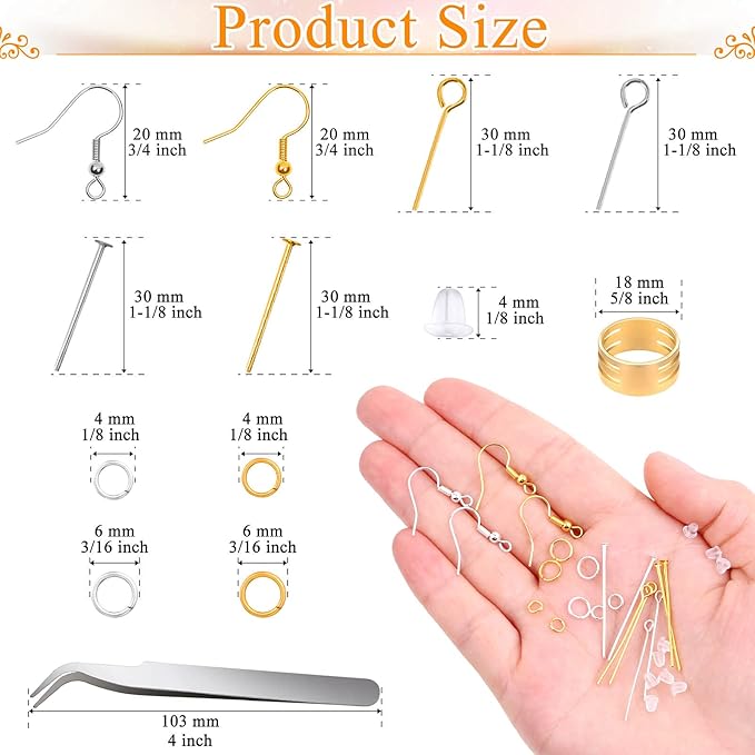 Hypoallergenic Earring Making Kit, modacraft 2000Pcs Earring Making Supplies Kit - Image 4