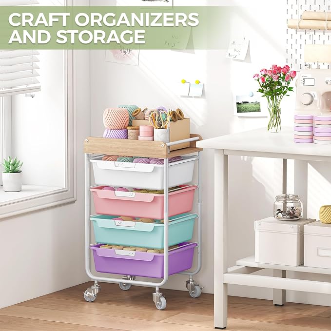 SYKIARIOL Rolling Cart with 6 Drawers, Utility Storage Cart with Labeling Ice - Image 7