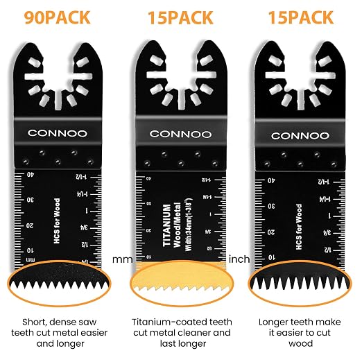 CONNOO 120 Pack Oscillating Saw Blades, Japanese Long Teeth, Quick Release - Image 2