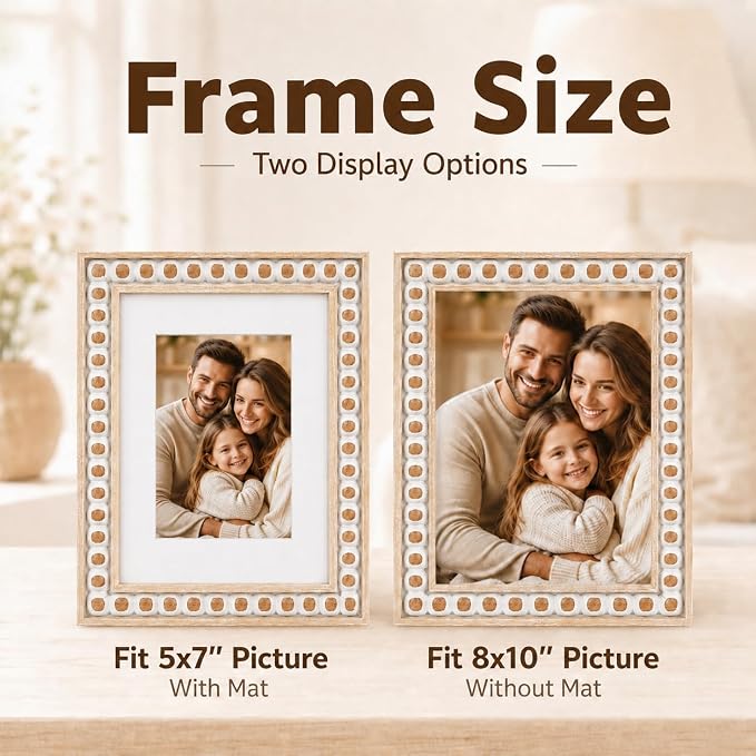 Solid Wood 8x10 Picture Frame Beaded Frame - Image 3