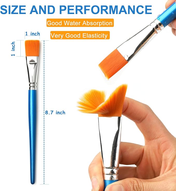 1 inch Flat Paint Brushes for Acrylic Painting, 32 Pieces Large Acrylic Paint - Image 4
