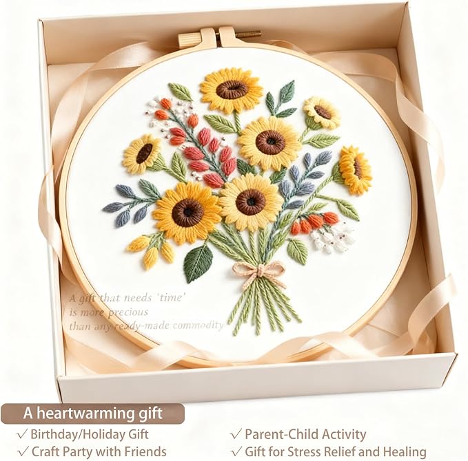 Sunflower Embroidery Kit for Beginners - Image 6