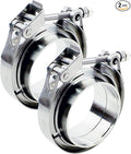 4 inch V Band Clamp - 2 sets of Quick Release Vband Exhaust Clamp with Flange Stainless Steel for Automotive exhaust system, turbocharger, downpipe and mufflers (4" - 2 Pack)