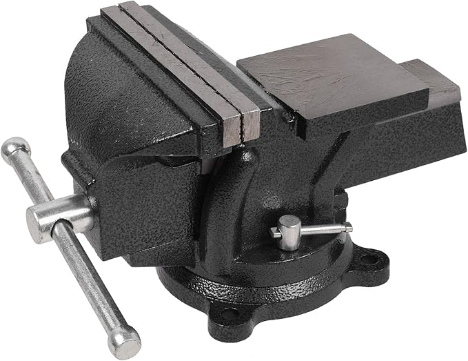 6" Heavy Duty Bench Vise, Pipe Vise Bench Vices with Anvil Swivel Table Top Clamp Locking Base, Double Swivel Rotating Vise Head& Body Rotates 360°-Black