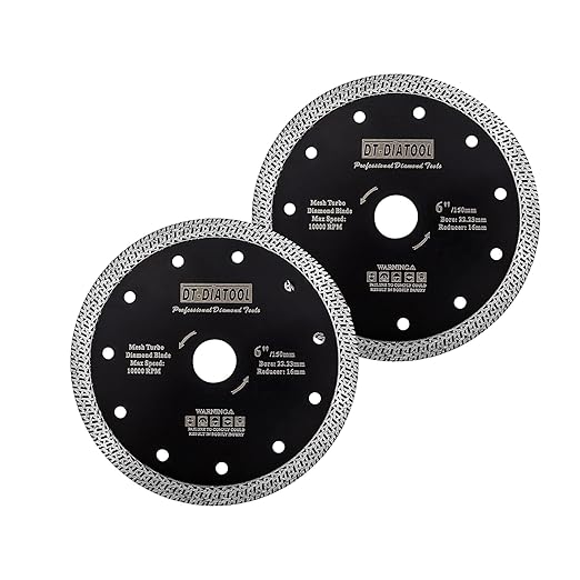 DT-DIATOOL 6 Inch Diamond Granite Blade for Marble Porcelain Tile Ceramic, Pack of 2