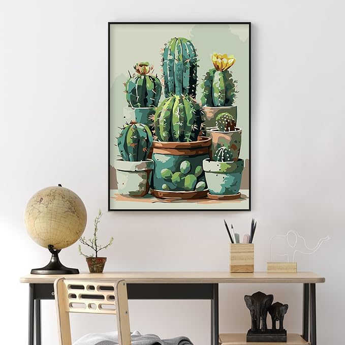 Yezavesu Cactus Framed Paint by Numbers Kit - Image 2