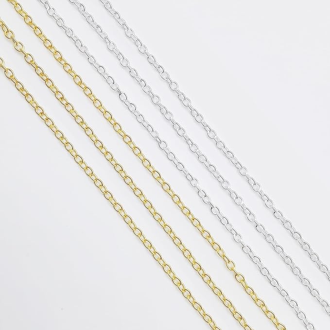 60 Feet Metal Iron Necklace Chains 3mm Bulk Curb Link Chain - Image 4