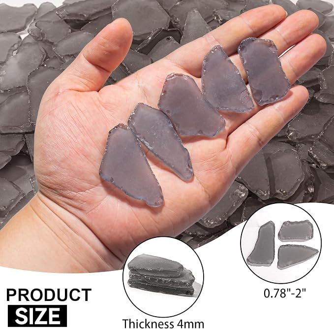 Keedolla Black Sea Glass for Crafts - 15 OZ Flat Frosted Seaglass Pieces - Image 3