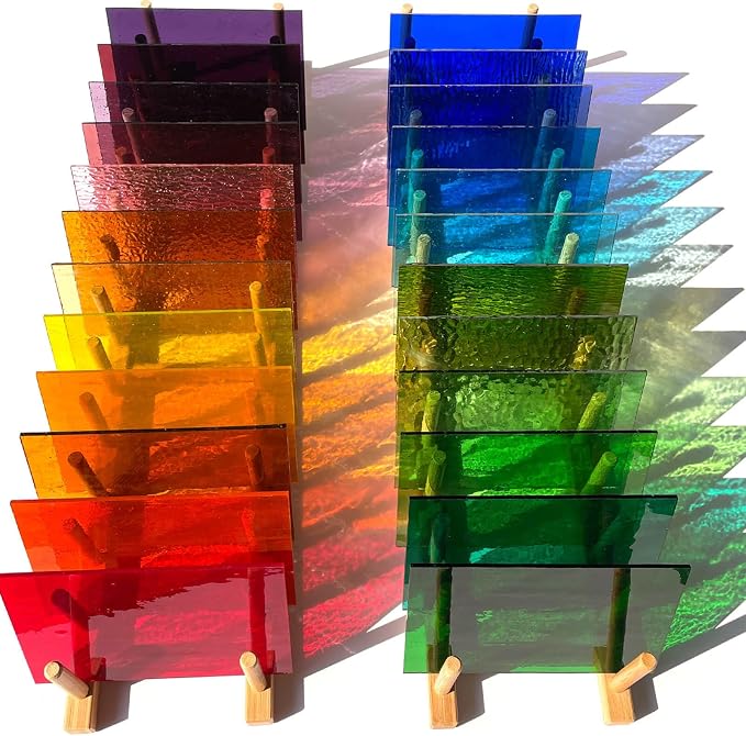 LITMIND 24 Sheets Transparent Cathedral Stained Glass Variety Pack – 4 x 6 Inch by LITMIND