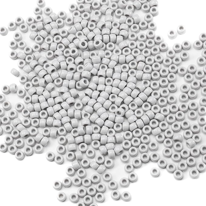 Gxueshan 1000 Pcs Acrylic Pony Beads 6x9mm Gray Bulk Plastic Beads by Gxueshan