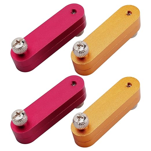 Mesee 4 Pieces Ruler Positioning Blocks Adjustable Thickness Ruler Stop Fence Woodworking Aluminum Alloy Rulers Limit Block Scribing Tool Rulers Locator Wood Mortise Scriber Line Marking Gauge