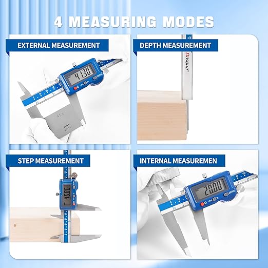 Dasqua 12”/300mm Digital Caliper, Stainless Steel Precision Measuring Tool, Large LCD, Eco-Friendly Case, 0.0005”/0.01mm Resolution, 0.001”/0.02mm Accuracy