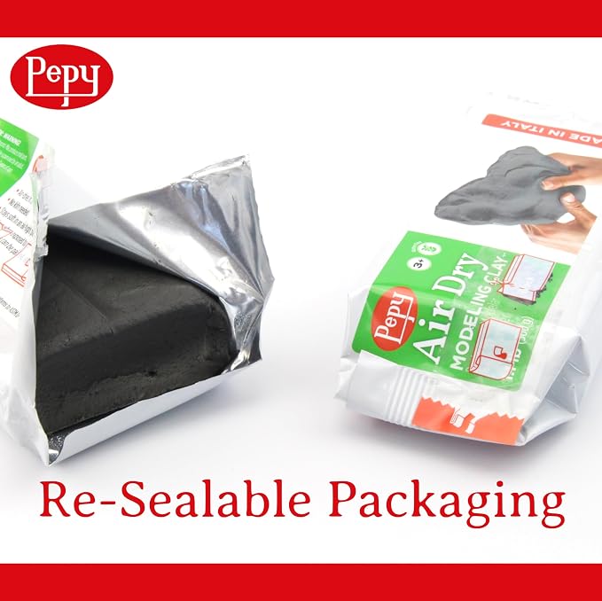 Pepy Premium European Air Dry Modeling Clay Black 2.2 lb Box of 12 Bars - Image 4