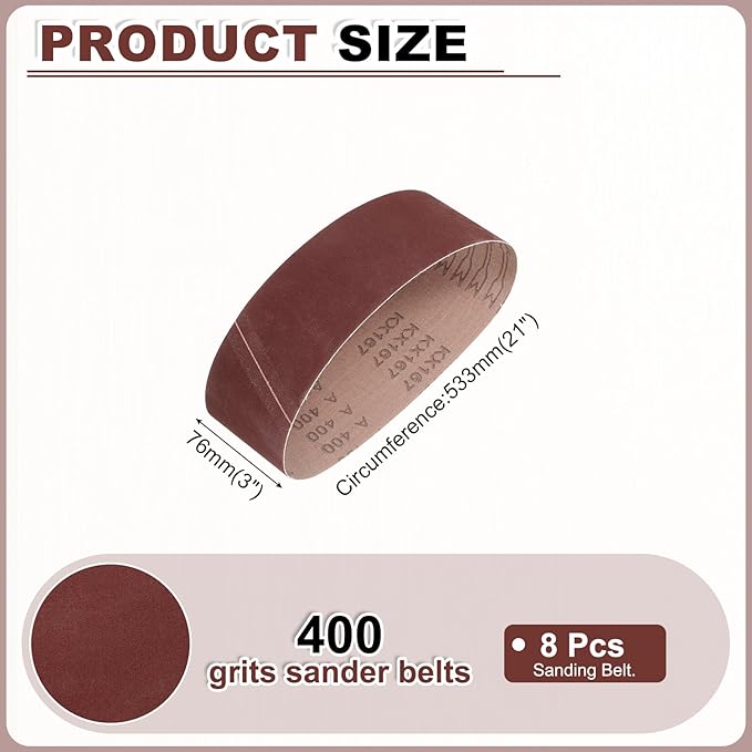 HARFINGTON 3 x 21 Inch Sanding Belts, 15 Pcs 400 Grits Aluminum Oxide Abrasive Belt Sander File Belt for Woodworking, Metal Polishing, Knife Sharpener