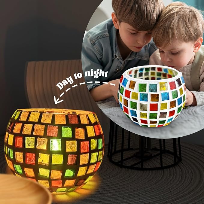 goldentime Glass Mosaic Candle Holder Kit, DIY Stained Glass Kit - Image 5