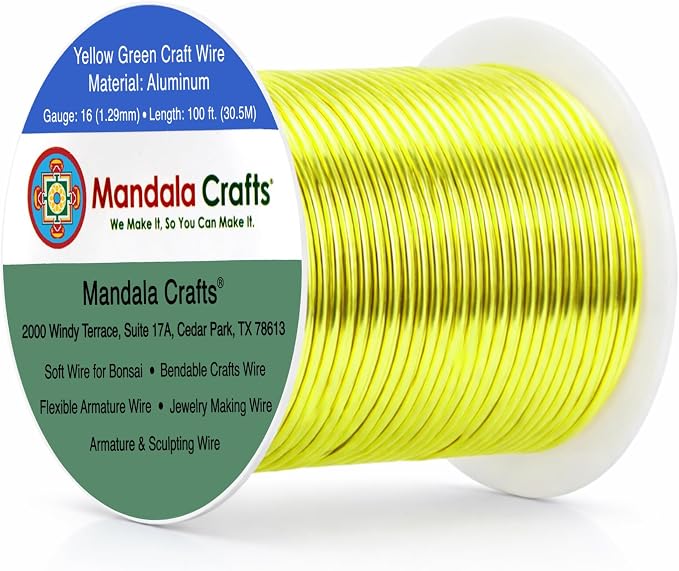 Mandala Crafts 16 Gauge Yellow Green Anodized Aluminum Craft Wire, 100 FT | by MandalaCrafts