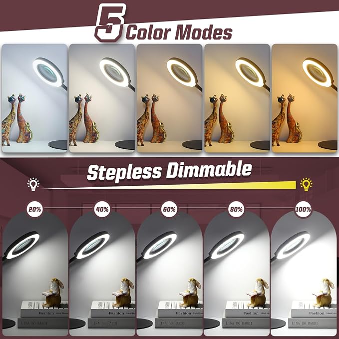 10X Magnifying Glass with Light and Phone Holder, 5 Color Modes Stepless - Image 4