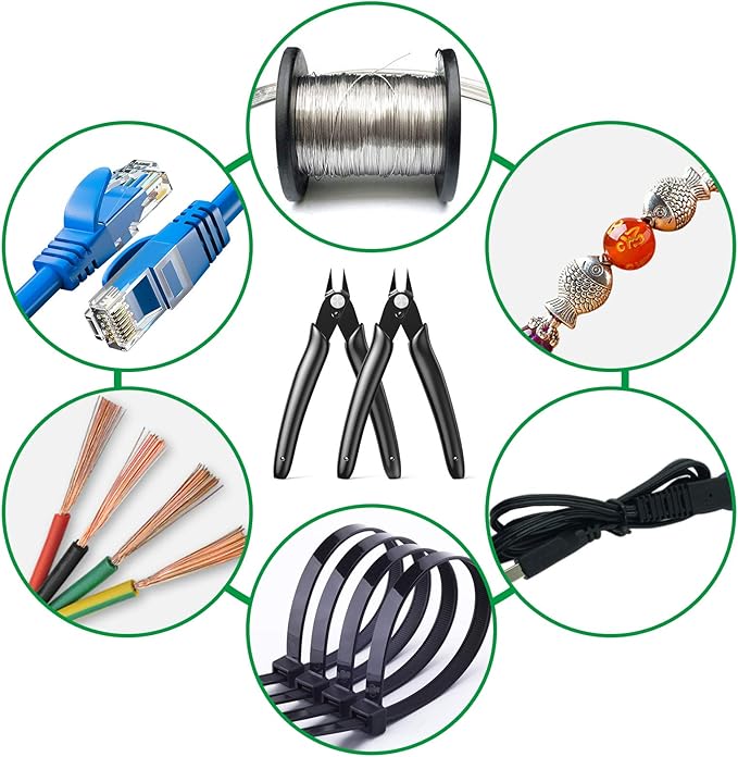 BOENFU BF-170 Micro Wire Cutter Jewelry Wire Cutters Zip Tie Cutters 2-Pack Flush Cut Nippers Precision Small Side Cutting Pliers for 3d Print, Plastic Models, Jewelry, Electronics, Black, 5 Inches