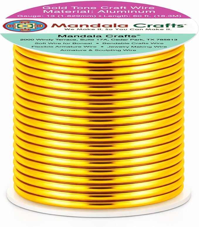 Mandala Crafts 13 Gauge Gold Tone Anodized Aluminum Craft Wire, 60 FT | Colored - Image 2