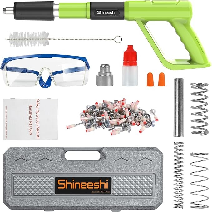 Manual Mini Steel Nail Gun Kit with Nailers Adjustable Speed Fastening Tool Portable Handheld Concrete Nailer Gun for Drywall, Steel, Woodworking & DIY Projects
