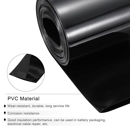 MECCANIXITY Battery Wrap PVC Heat Shrink Tubing 58mm Dia 90mm Flat 33 Feet(10meters) Black Good Insulation for Battery Pack
