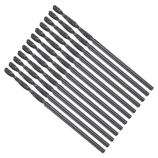 Drill Bit, 3/64" Cutting Diameter, 4241 HSS Nitriding Black 118° Cutting Angle Versatile Jobber Bits - (Applications: for Drilling Plastic Wood Soft Metal), 12-Pieces