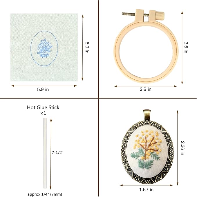 ZOCONE 4 Packs Embroidery Necklace Kits, Embroidery Pendant Kit Mini Cross - Image 3