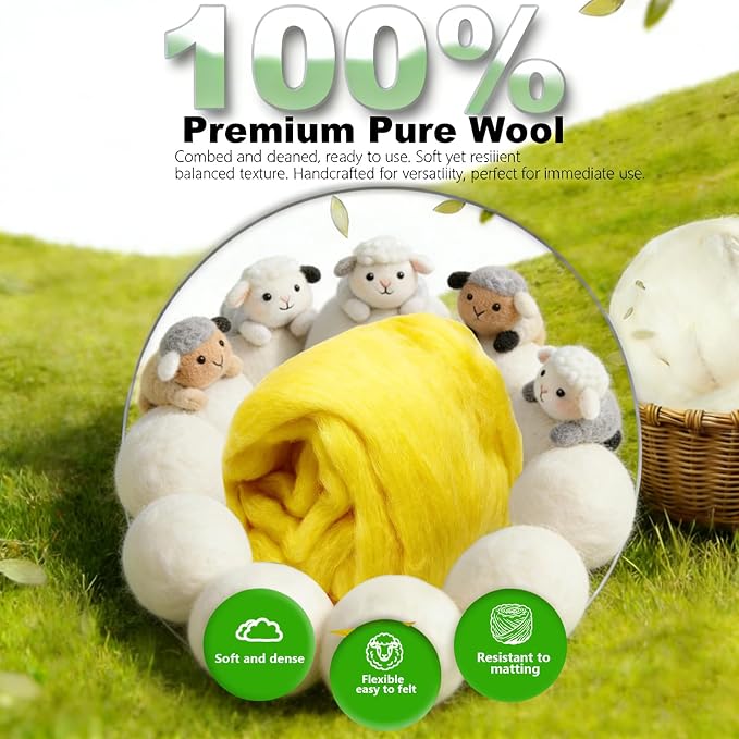 Wool Roving-3.5oz Needle Felting Wool, Soft Multi-Color Wool Fiber, Perfect - Image 5