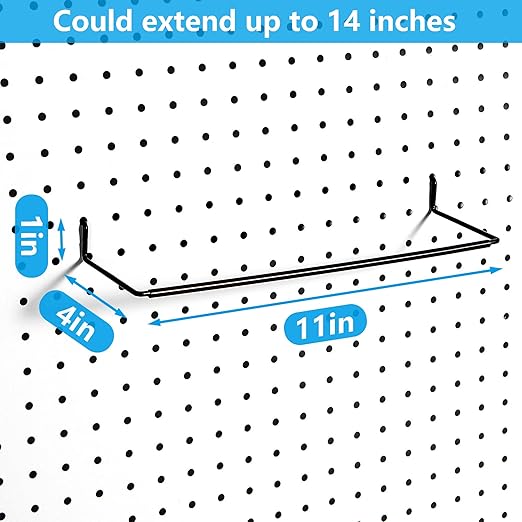 Paper Towel Holder for Pegboard, Extendable, Fit Any Standard Pegboard, 2 Packs, Black