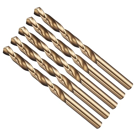 Drill Bit, 19/64" Cutting Diameter (7.541mm), 4241 HSS Gold 118° Cutting Angle Versatile Jobber Bits - (Applications: for Drilling Plastic Wood Soft Thin Metal), 5-Pieces