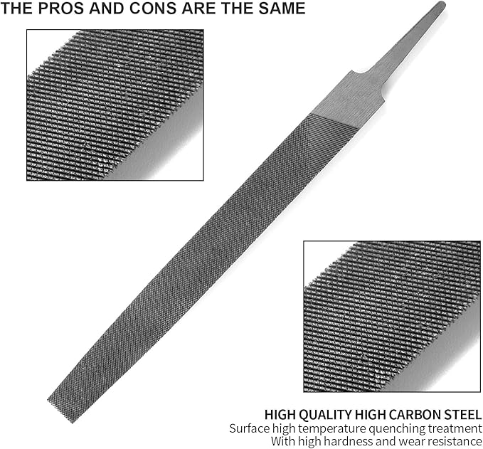 6-inch Flat Medium Cut File, Double Cut Teeth, High Carbon Steel, Single Hand File Without Handle, Suitable for Shaping Metal, Wood, etc.