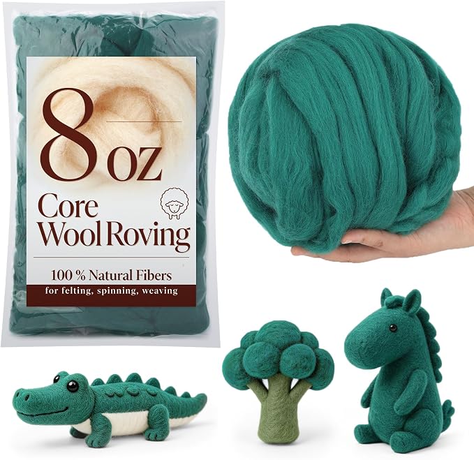 Core Wool for Needle Felting, 8 OZ Merino Wool Roving, Soft Felting Wool for by wonvoc