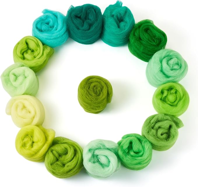 FASHEWELRY 2.65 oz Green Wool Roving - Image 7